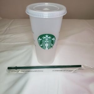 Starbucks frosted 24 oz iced cup reusable straw